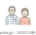 高齢男女の夫婦が並んで立っている上半身イラスト 142521386