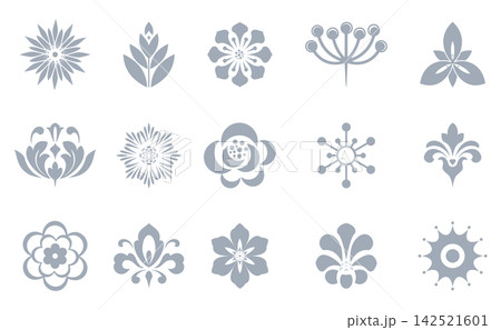 Flower icons set. Isolated elements for design. Vector graphics. Flower collection Flower icons set. Isolated elements for design. Vector graphics. Flower collection 142521601