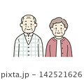 後期高齢者男女の夫婦が並んで立っている上半身イラスト 142521626