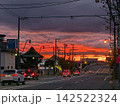 日没時、燃えるような夕焼け 142522324