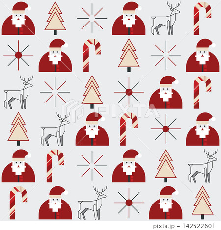 Minimalist geometric Christmas elements seamless pattern modern retro style square template Minimalist geometric Christmas elements seamless pattern modern retro style square template 142522601