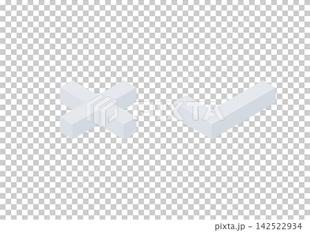 Isometric illustration set of parallel X marks and check marks (gray) Isometric illustration set of parallel X marks and check marks (gray) 142522934