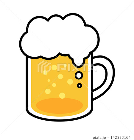 ビールのシンプルなアイコンイラスト:カラー001 ビールのシンプルなアイコンイラスト:カラー001 142523164