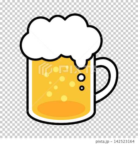ビールのシンプルなアイコンイラスト:カラー001 ビールのシンプルなアイコンイラスト:カラー001 142523164