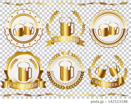 A set of 6 high-quality beer emblems in white and gold. 142523196