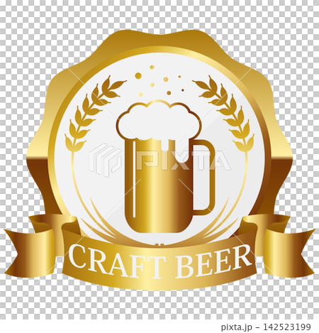 A luxurious beer emblem in white and gold. 142523199