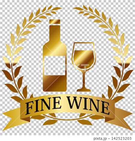 A luxurious gold wine emblem. A luxurious gold wine emblem. 142523203
