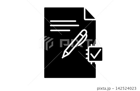 電子署名・電子契約・デジタル認証をイメージした線画素材 142524023
