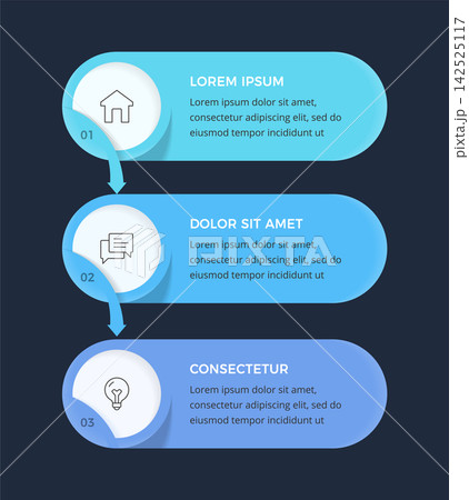 Vertical Process Flow Infographic Template with Three Steps Vertical Process Flow Infographic Template with Three Steps 142525117