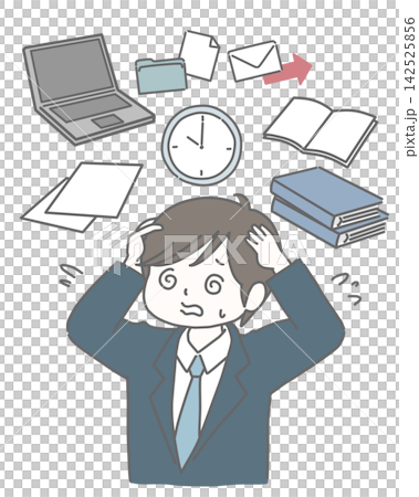 A man in a suit, overwhelmed with work and in a panic. A man in a suit, overwhelmed with work and in a panic. 142525856