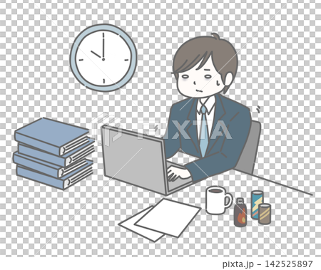A tired man in a suit working overtime. A tired man in a suit working overtime. 142525897