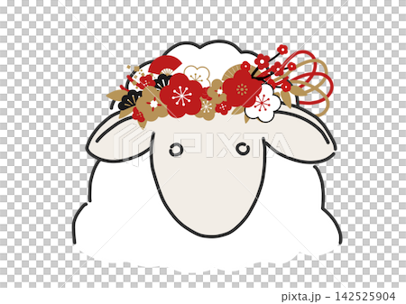 戴著花冠的綿羊，作為新年裝飾。 142525904