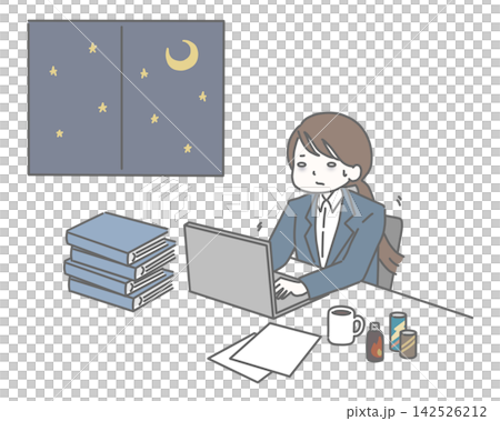 一位身穿西裝的疲憊女子深夜還在電腦前工作。 一位身穿西裝的疲憊女子深夜還在電腦前工作。 142526212