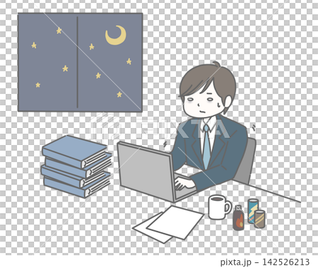 一位身穿西裝的疲憊男子深夜還在電腦前工作。 一位身穿西裝的疲憊男子深夜還在電腦前工作。 142526213