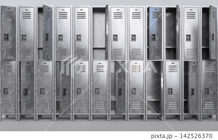 Row of metal school lockers 3d Row of metal school lockers 3d 142526370