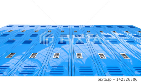Blue school lockers row 3d transparent background 142526586