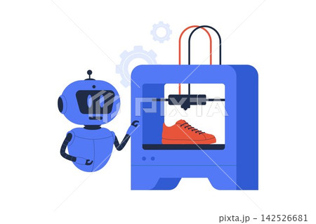 Vector of 3D Printing Custom Sneaker Footwear Isolated Illustration 142526681