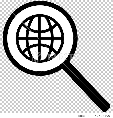 A magnifying glass and globe icon representing internet search 142527490
