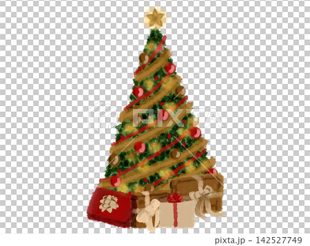 プレゼントとクリスマスツリーのイラスト 142527749
