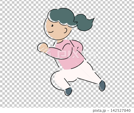 奔跑的女性插畫(粉紅色) 奔跑的女性插畫(粉紅色) 142527840