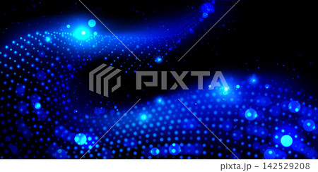 Abstract digital data flow banner with neon dots Abstract digital data flow banner with neon dots 142529208