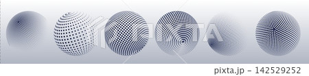3D halftone globe shapes with network dots 3D halftone globe shapes with network dots 142529252