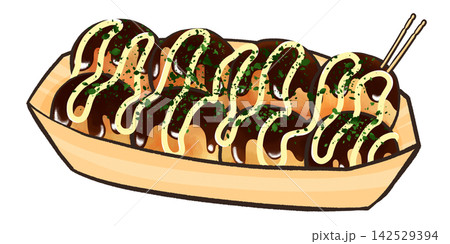 8個入りのたこ焼きのイラスト 8個入りのたこ焼きのイラスト 142529394