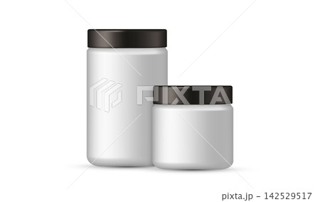 Two Cylindrical Containers Black Lids Minimal Packaging Concept Photography Two Cylindrical Containers Black Lids Minimal Packaging Concept Photography 142529517
