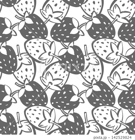Vector pattern of a strawberry. A simple outline drawing of sweet summer berry. A wild berry in a flirty girlish style. A simplified coquette drawing with ink and brush. Seamless background Vector pattern of a strawberry. A simple outline drawing of sweet summer berry. A wild berry in a flirty girlish style. A simplified coquette drawing with ink and brush. Seamless background 142529824
