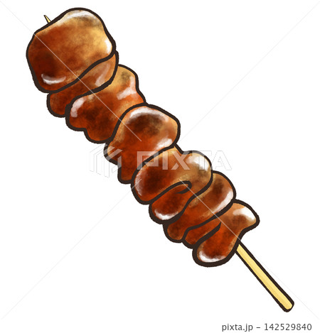 鶏皮の焼き鳥のイラスト（タレ） 142529840