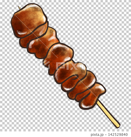 鶏皮の焼き鳥のイラスト（タレ） 142529840