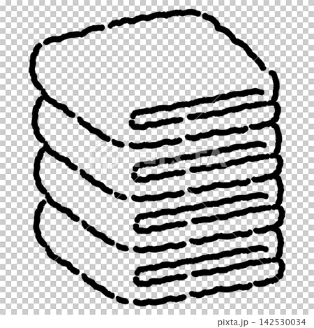 4枚のタオルが積み重なった手描きのベクターイラスト 142530034