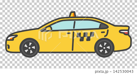 黃色計程車(轎車式乘用車)插圖。 黃色計程車(轎車式乘用車)插圖。 142530043