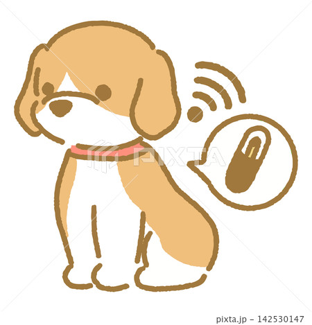 マイクロチップをつけた犬の手描きシンプルベクターイラスト マイクロチップをつけた犬の手描きシンプルベクターイラスト 142530147