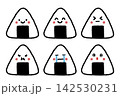 シンプルな手書きの色々な表情のおにぎりのイラストセット 142530231
