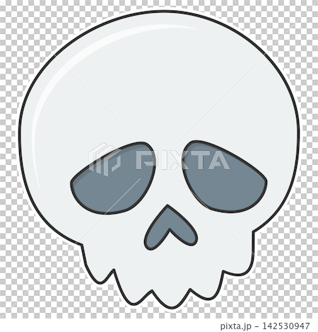 Flat style sticker illustration of a pale halloween skull isolated on transparent background. Spooky human skeleton head clip art graphic icon design element for autumn holiday project asset. Flat style sticker illustration of a pale halloween skull isolated on transparent background. Spooky human skeleton head clip art graphic icon design element for autumn holiday project asset. 142530947
