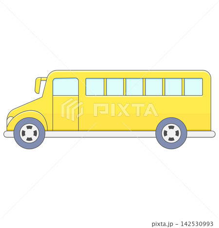 Flat style sticker illustration of a yellow school bus isolated on transparent background. Student transport vehicle clip art graphic icon design element for back to school project asset. Flat style sticker illustration of a yellow school bus isolated on transparent background. Student transport vehicle clip art graphic icon design element for back to school project asset. 142530993
