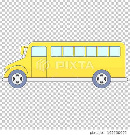 Flat style sticker illustration of a yellow school bus isolated on transparent background. Student transport vehicle clip art graphic icon design element for back to school project asset. Flat style sticker illustration of a yellow school bus isolated on transparent background. Student transport vehicle clip art graphic icon design element for back to school project asset. 142530993