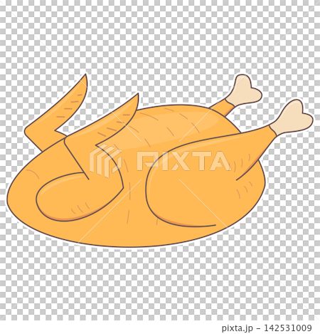 Flat style sticker illustration of a whole roasted turkey isolated on transparent background. Thanksgiving festive cooked poultry feast clip art graphic design element for holiday asset. Flat style sticker illustration of a whole roasted turkey isolated on transparent background. Thanksgiving festive cooked poultry feast clip art graphic design element for holiday asset. 142531009