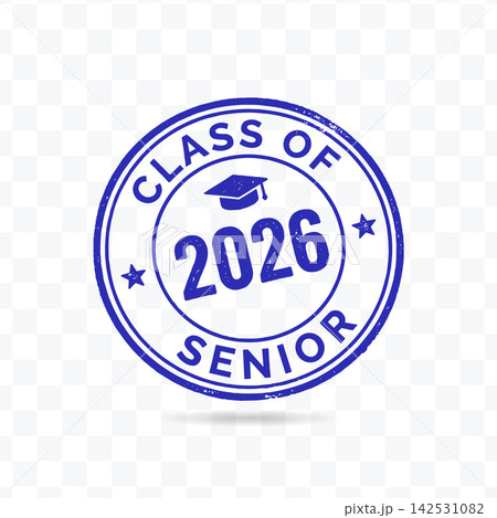 Class of 2026 graduation rubber stamp, blue textured vector illustration featuring mortarboard for school events Class of 2026 graduation rubber stamp, blue textured vector illustration featuring mortarboard for school events 142531082