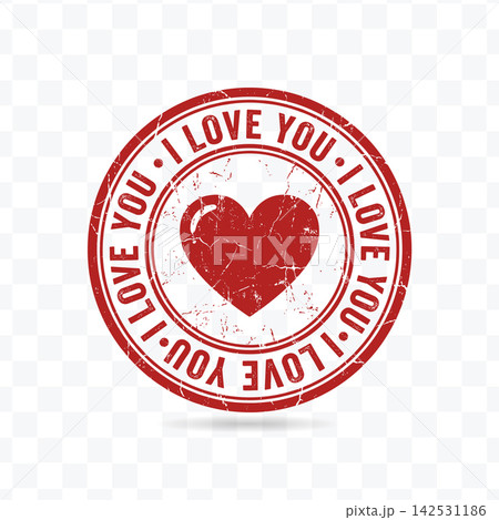 I Love You red rubber stamp vector illustration with heart icon and distressed texture for romantic designs I Love You red rubber stamp vector illustration with heart icon and distressed texture for romantic designs 142531186