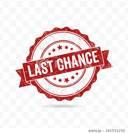 Red distressed rubber stamp with last chance text, stars and banner for marketing vector graphic Red distressed rubber stamp with last chance text, stars and banner for marketing vector graphic 142531250