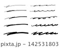 シンプルな手書きライン素材セット 黒 142531803