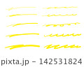 手描きペンのアンダーラインセット 黄色 142531824