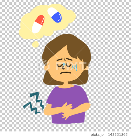 The woman who is feeling unwell wants to take medicine. The woman who is feeling unwell wants to take medicine. 142531865