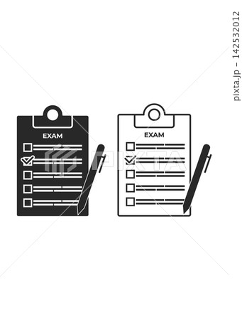 Exam Clipboard with Checklist and Pen Icon Set Exam Clipboard with Checklist and Pen Icon Set 142532012