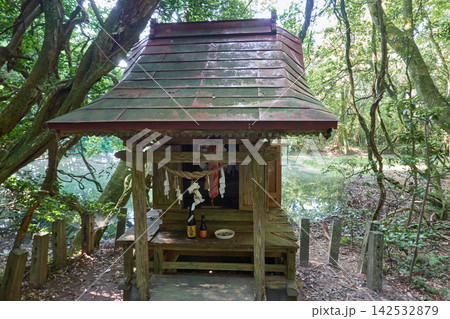 丸池神社　丸池様のほとりの祠　注連縄 142532879