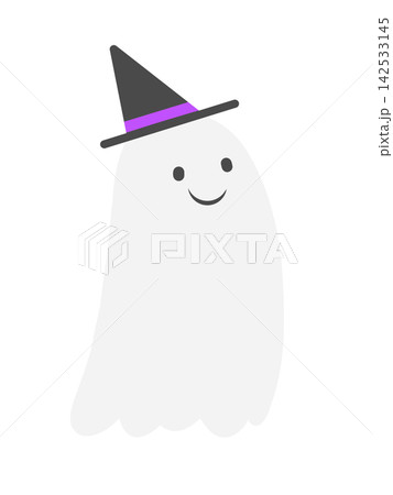 笑顔のかわいいおばけのイラスト　ハロウィンのイラスト素材 142533145
