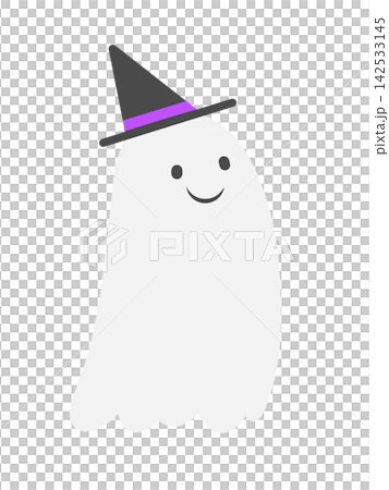 笑顔のかわいいおばけのイラスト　ハロウィンのイラスト素材 142533145