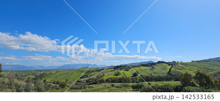 Image of Beautiful Hills and meadows at Sicily 142533165